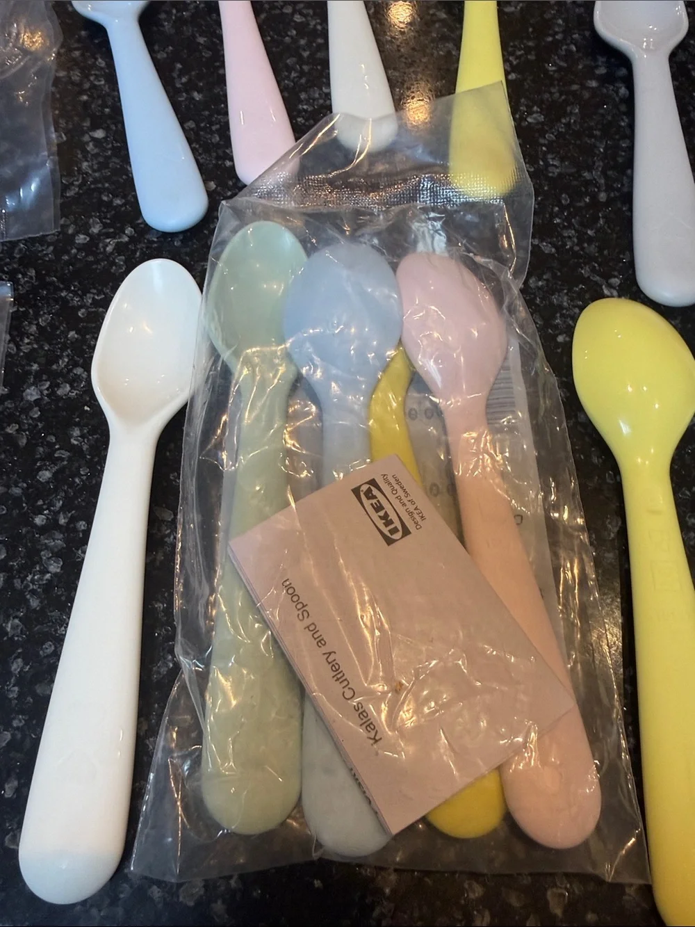 ILEA KALAS 7.5 diameter Pastel Multicolor Plates (9) and 12 spoons & 12  knives
